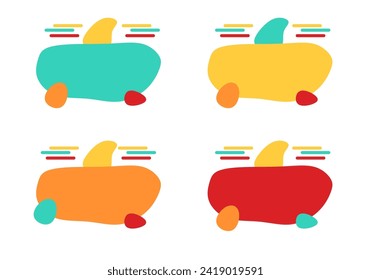 Modern abstract vector banner set. Flat geometric shapes of different colors and different style. Template for web or print design.