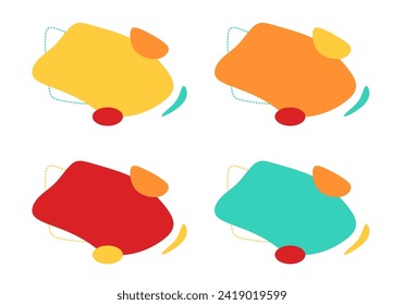Modern abstract vector banner set. Flat geometric shapes of different colors and different style. Template for web or print design.