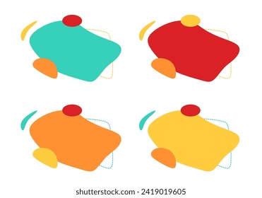 Modern abstract vector banner set. Flat geometric shapes of different colors and different style. Template for web or print design.