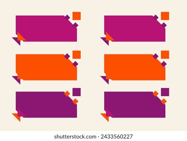 Conjunto de banner de vector abstracto moderno. Formas geométricas planas de diferentes colores y diferentes estilos. Plantilla para diseño web o impreso.