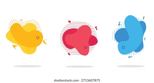 Conjunto moderno de banner de vetor abstrato. Forma líquida geométrica plana com várias cores. Modelo vetorial moderno, modelo para o design de um logotipo, folheto ou apresentação. EPS 10