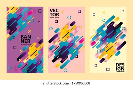 Modern abstract vector banner set.Cool gradient geometric shapes composition. Modern vector template, Template for the design of a banner, flyer or presentation. EPS 10