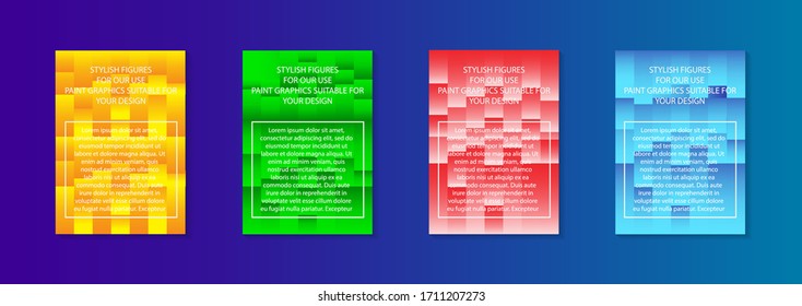 Modern abstract vector banner set.Minimal cover design. Colorful halftone gradients. Future geometric patterns. EPS 10 vector. Modern vector template for banner