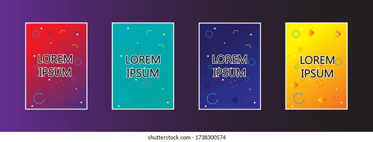 Conjunto de banner vectorial abstracto moderno.Diseño de cubierta mínima. Gradientes de medio tono coloridos. Patrones geométricos futuros. Vector EPS 10. Plantilla vectorial moderna para banner.