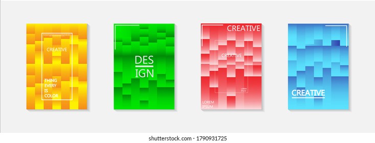 Conjunto de banner vectorial abstracto moderno.Diseño de cubierta mínima. Gradientes de medio tono coloridos. Patrones geométricos futuros. Vector EPS 10. Plantilla vectorial moderna para banner, logo, publicación social. Tendencia futurista d