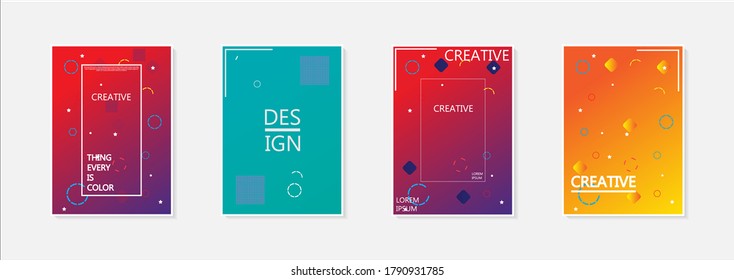 Conjunto de banner vectorial abstracto moderno.Diseño de cubierta mínima. Gradientes de medio tono coloridos. Patrones geométricos futuros. Vector EPS 10. Plantilla vectorial moderna para banner, logo, publicación social. Tendencia futurista d