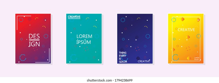 Conjunto de banner vectorial abstracto moderno.Diseño de cubierta mínima. Gradientes de medio tono coloridos. Patrones geométricos futuros. Vector EPS 10. Plantilla vectorial moderna para banner, logo, publicación social. Tendencia futurista d