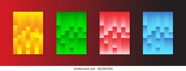 Conjunto de banner vectorial abstracto moderno.Diseño de cubierta mínima. Gradientes de medio tono coloridos. Patrones geométricos futuros. Vector EPS 10. Plantilla vectorial moderna para banner, logo, publicación social. Tendencia futurista d