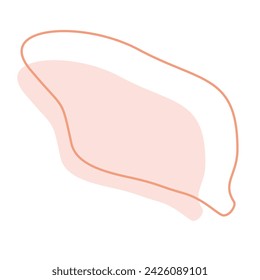 Banner abstracto moderno del vector. Forma de color naranja pastel con línea, ilustración vectorial aislado en blanco. Plantilla plana de primavera o verano para tarjeta, póster, anuncios. Espacio de copia de blob de silueta irregular