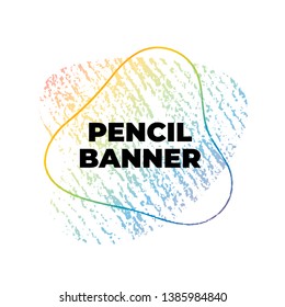 Modern abstract vector banner template. Flat geometric rainbom multicolor pencil hatching with place for text. EPS10 illustration for design of logo, flyer, presentation of art education and school.