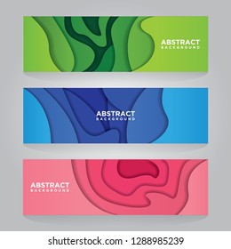 Modern abstract vector banners with 3D abstract backgrounds and paper cutouts. Modern vector templates, templates for business presentation designs, leaflets, posters and invitations. EPS 10