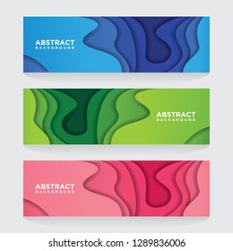 Modern abstract vector banners with 3D abstract backgrounds and paper cutouts. Modern vector templates, templates for business presentation designs, leaflets, posters and invitations. EPS 10