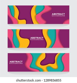 Modern abstract vector banners with 3D abstract backgrounds and paper cutouts. Modern vector templates, templates for business presentation designs, leaflets, posters and invitations. EPS 10