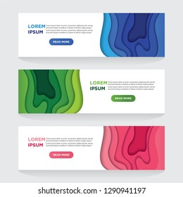 Modern abstract vector banners with 3D abstract backgrounds and paper cutouts. Modern vector templates, templates for business presentation designs, leaflets, posters and invitations. EPS 10