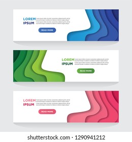 Modern abstract vector banners with 3D abstract backgrounds and paper cutouts. Modern vector templates, templates for business presentation designs, leaflets, posters and invitations. EPS 10