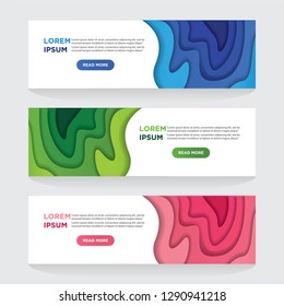Modern abstract vector banners with 3D abstract backgrounds and paper cutouts. Modern vector templates, templates for business presentation designs, leaflets, posters and invitations. EPS 10