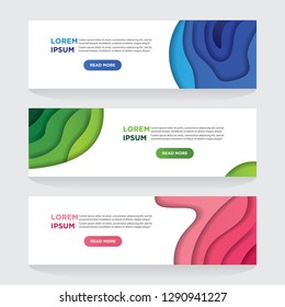 Modern abstract vector banners with 3D abstract backgrounds and paper cutouts. Modern vector templates, templates for business presentation designs, leaflets, posters and invitations. EPS 10