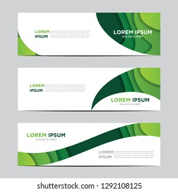 Modern abstract vector banners with abstract 3D green backgrounds and paper cutouts. Modern vector templates, templates for business presentation designs, leaflets, posters, and invitations. EPS 10