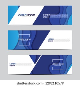 Modern abstract vector banners with 3D abstract blue backgrounds and paper cutouts. Modern vector templates, templates for business presentation designs, leaflets, posters, and invitations. EPS 10