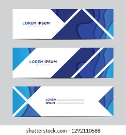 Modern abstract vector banners with 3D abstract blue backgrounds and paper cutouts. Modern vector templates, templates for business presentation designs, leaflets, posters, and invitations. EPS 10