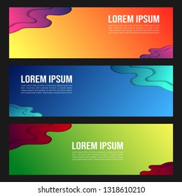 Modern abstract vector banners with 3D abstract colorful backgrounds and paper cutouts. Modern vector templates, templates for business presentation designs, flyer, brochure, posters, and invitations