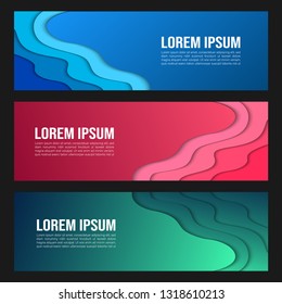 Modern abstract vector banners with 3D abstract colorful backgrounds and paper cutouts. Modern vector templates, templates for business presentation designs, flyer, brochure, posters, and invitations
