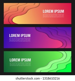 Modern abstract vector banners with 3D abstract colorful backgrounds and paper cutouts. Modern vector templates, templates for business presentation designs, flyer, brochure, posters, and invitations