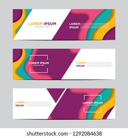 Modern abstract vector banners with colorful abstract 3D backgrounds and paper cutouts. Modern vector templates, templates for business presentation designs, leaflets, posters, and invitations. EPS 10