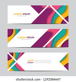 Modern abstract vector banners with colorful abstract 3D backgrounds and paper cutouts. Modern vector templates, templates for business presentation designs, leaflets, posters, and invitations. EPS 10
