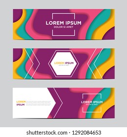 Modern abstract vector banners with colorful abstract 3D backgrounds and paper cutouts. Modern vector templates, templates for business presentation designs, leaflets, posters, and invitations. EPS 10