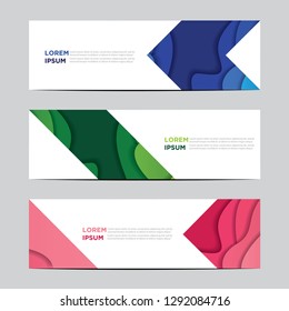 Modern abstract vector banners with colorful abstract 3D backgrounds and paper cutouts. Modern vector templates, templates for business presentation designs, leaflets, posters, and invitations. EPS 10