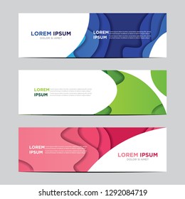 Modern abstract vector banners with colorful abstract 3D backgrounds and paper cutouts. Modern vector templates, templates for business presentation designs, leaflets, posters, and invitations. EPS 10
