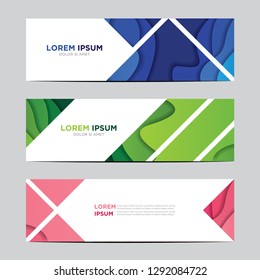 Modern abstract vector banners with colorful abstract 3D backgrounds and paper cutouts. Modern vector templates, templates for business presentation designs, leaflets, posters, and invitations. EPS 10