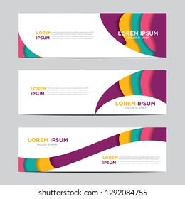 Modern abstract vector banners with colorful abstract 3D backgrounds and paper cutouts. Modern vector templates, templates for business presentation designs, leaflets, posters, and invitations. EPS 10