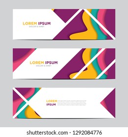 Modern abstract vector banners with colorful abstract 3D backgrounds and paper cutouts. Modern vector templates, templates for business presentation designs, leaflets, posters, and invitations. EPS 10