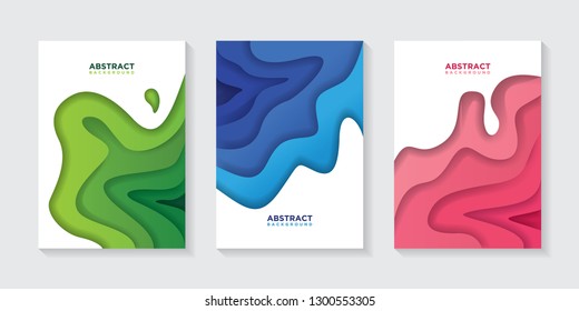 Modern abstract vector banners with colorful abstract 3D backgrounds and paper cutouts. Modern vector templates, templates for business presentation designs, leaflets, posters, and invitations. EPS 10