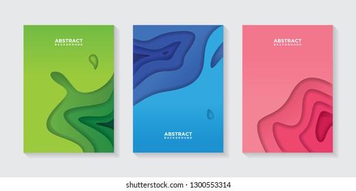 Modern abstract vector banners with colorful abstract 3D backgrounds and paper cutouts. Modern vector templates, templates for business presentation designs, leaflets, posters, and invitations. EPS 10