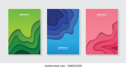 Banderas vectoriales abstractas modernas con coloridos fondos abstractos 3D y recortes de papel. Plantillas vectoriales modernas, plantillas para diseños de presentaciones empresariales, folletos, carteles e invitaciones. EPS 10