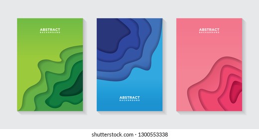 Modern abstract vector banners with colorful abstract 3D backgrounds and paper cutouts. Modern vector templates, templates for business presentation designs, leaflets, posters, and invitations. EPS 10