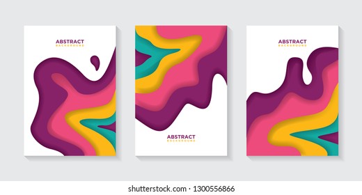 Modern abstract vector banners with colorful abstract 3D backgrounds and paper cutouts. Modern vector templates, templates for business presentation designs, leaflets, posters, and invitations. EPS 10