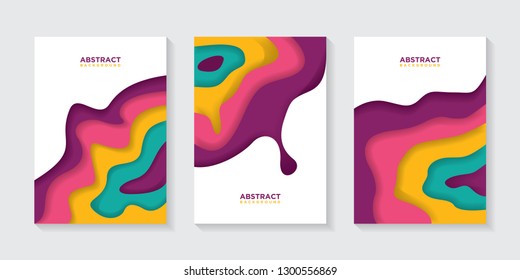Modern abstract vector banners with colorful abstract 3D backgrounds and paper cutouts. Modern vector templates, templates for business presentation designs, leaflets, posters, and invitations. EPS 10