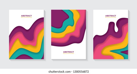 Modern abstract vector banners with colorful abstract 3D backgrounds and paper cutouts. Modern vector templates, templates for business presentation designs, leaflets, posters, and invitations. EPS 10