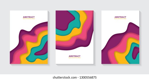 Modern abstract vector banners with colorful abstract 3D backgrounds and paper cutouts. Modern vector templates, templates for business presentation designs, leaflets, posters, and invitations. EPS 10