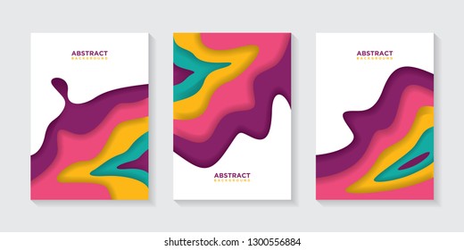 Modern abstract vector banners with colorful abstract 3D backgrounds and paper cutouts. Modern vector templates, templates for business presentation designs, leaflets, posters, and invitations. EPS 10
