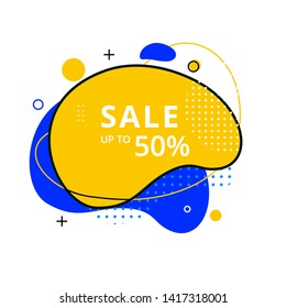 Modern abstract vector banners. Flat geometric shapes of different colors with black outline in memphis design style. Template ready for use in web or print design