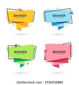 Modern abstract vector banners. Flat geometric shapes of different colors with text space.