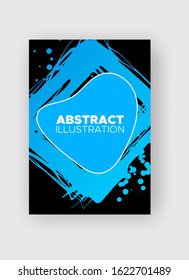 Modern abstract vector banners. Ink style shapes of gradient colors on black background. Template ready for use in web or print design.