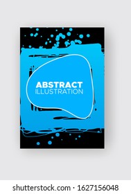 Modern abstract vector banners. Ink style shapes of gradient colors on black background. Template ready for use in web or print design.