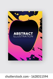 Modern abstract vector banners. Ink style shapes of gradient colors on black background. Template ready for use in web or print design.
