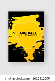 Modern abstract vector banners. Ink style shapes of gradient colors on black background. Template ready for use in web or print design.